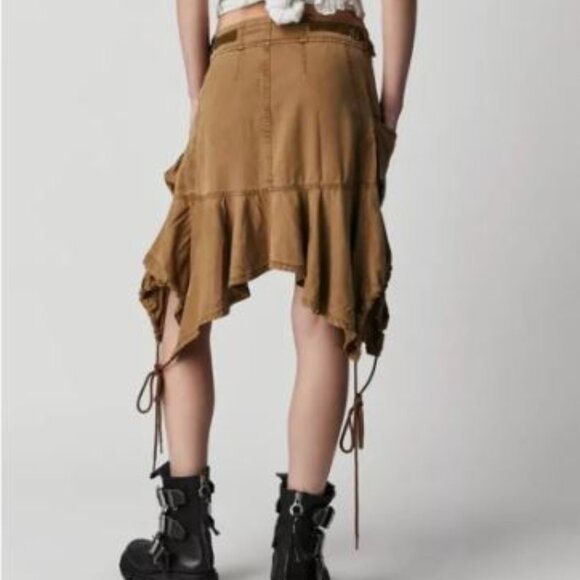 Free People Paxton Parachute Utility Skirt Asymmetrical Size 6 Cottagecore - Picture 4 of 14